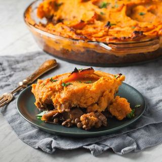 Signature Lentil & Mushroom Bolognese Sweet Potato Shepherd's Pie 