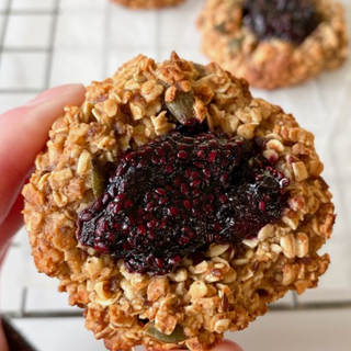 Jumbo Breakfast Pb & Banana Thumbprint Cookie w/ Blueberry Chia Jam 2 