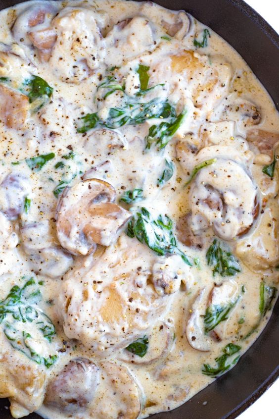 Creamy Mushroom, Spinach & Onion Sauce