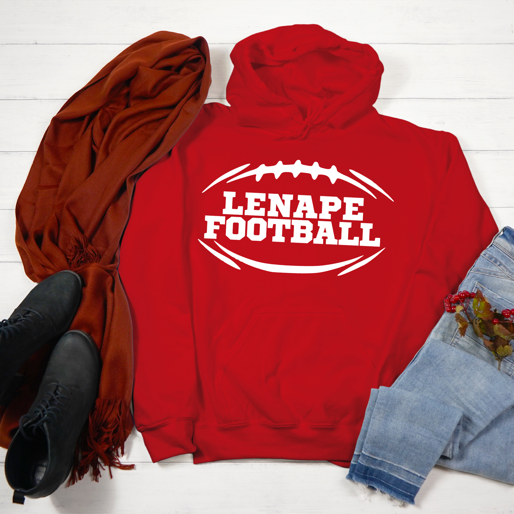 Football Cutout Hoodie - Red/White Main Image