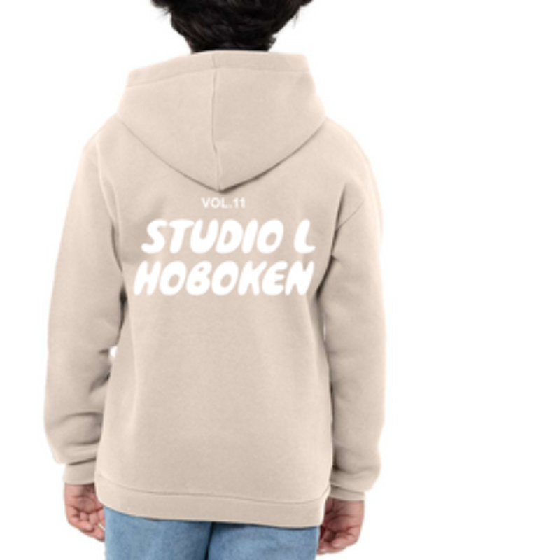 Studio L Puff Print Hoodie - Tan with White Print