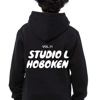 Studio L Puff Print Hoodie - Black with White Print