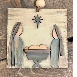 Set of 4  Nativity faceless ornaments