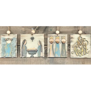 Set of 4  Nativity faceless ornaments