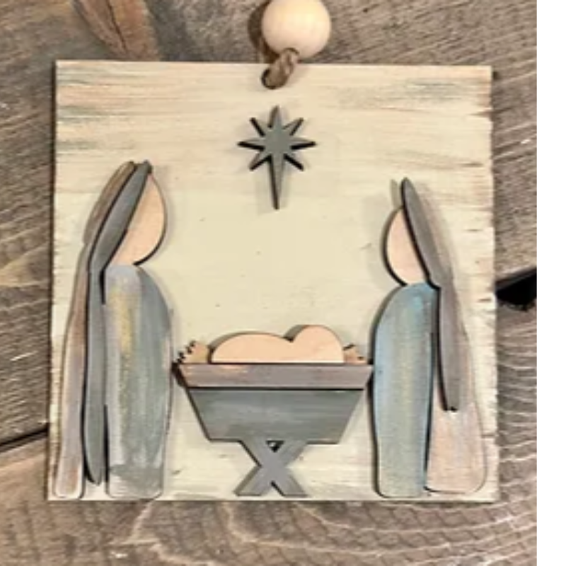 Set of 4  Nativity faceless ornaments