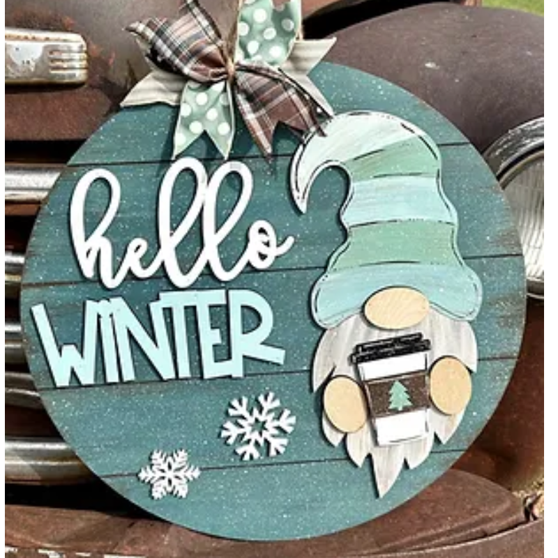 22" Round Hello Winter