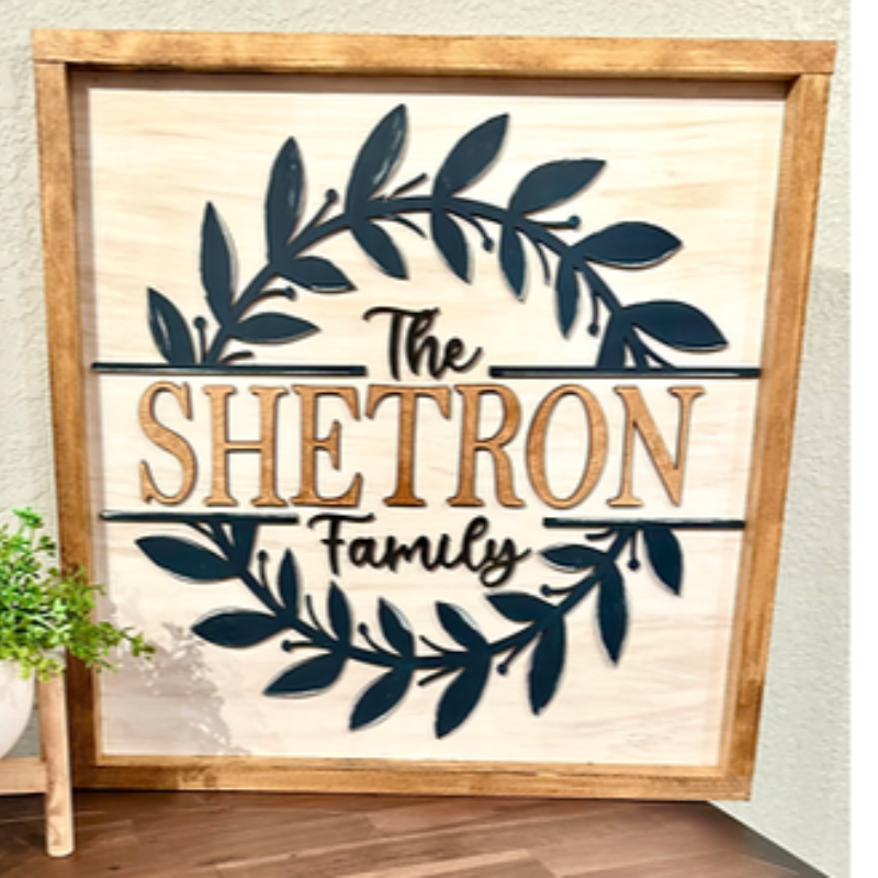 22:x22" Split Name framed sign