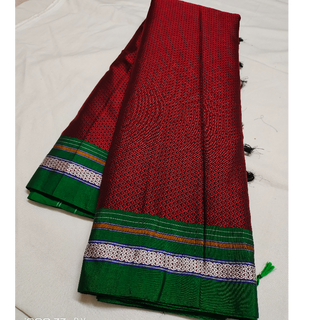 Red- Reshma Blended Cotton Khan Saree