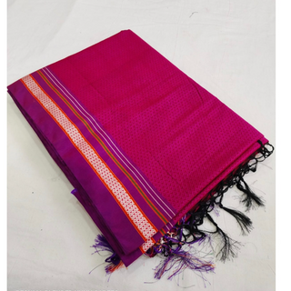 Darkpink- Reshma Blended Cotton Khan Saree