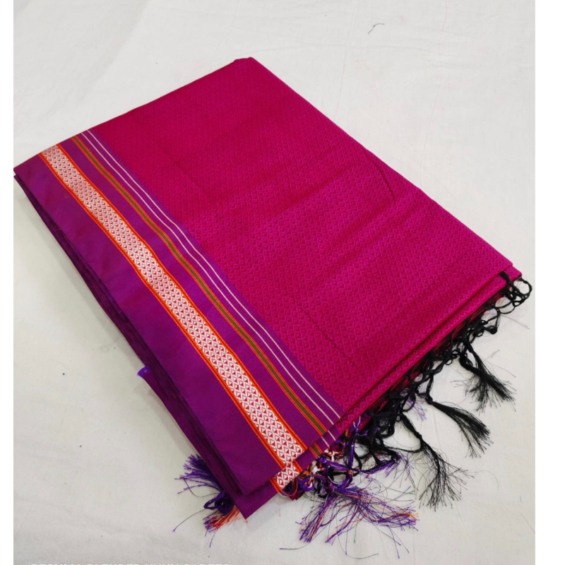 Darkpink- Reshma Blended Cotton Khan Saree Main Image