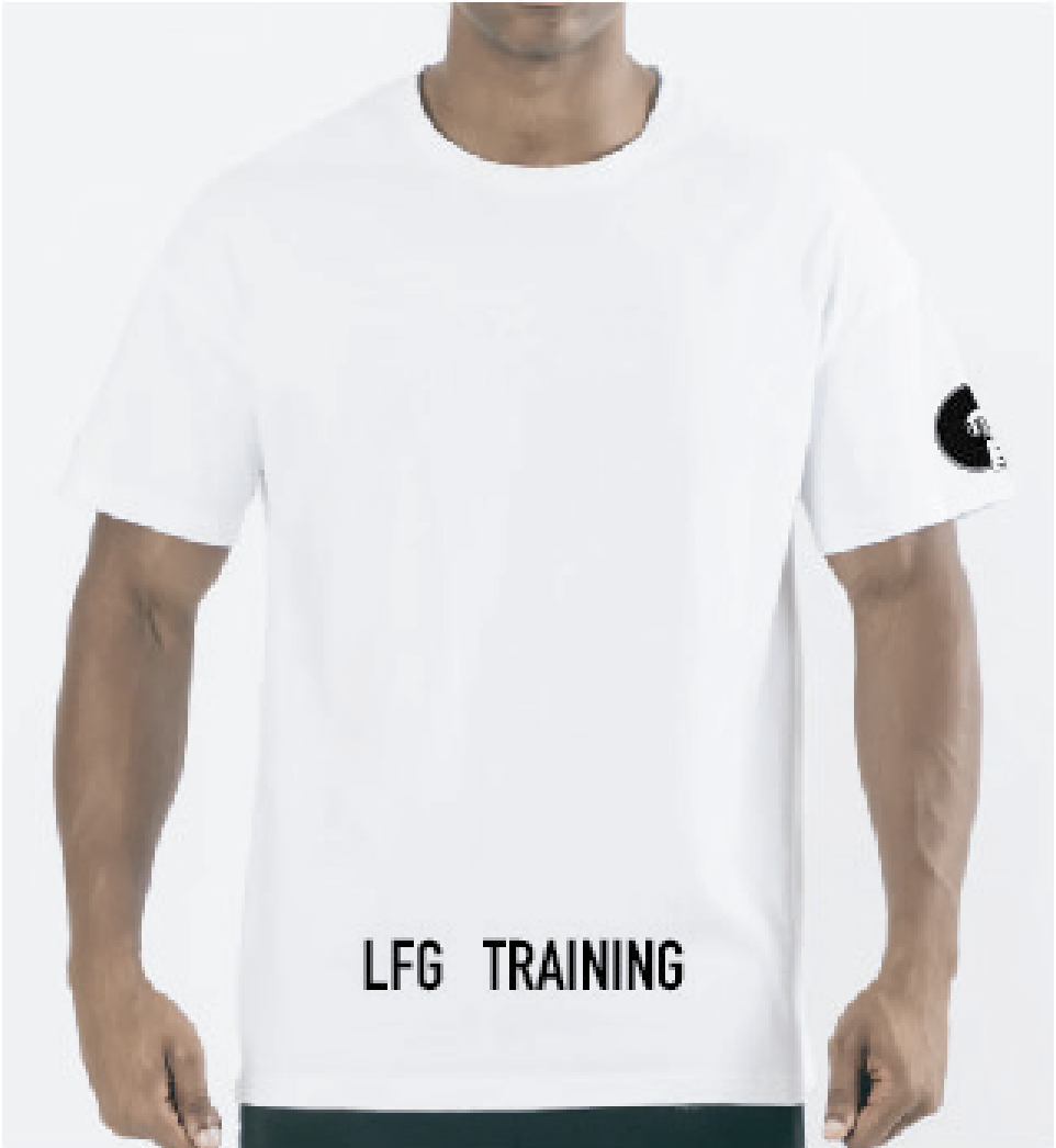 WHITE LFG TRAINING BOTTOM LOGO TEE
