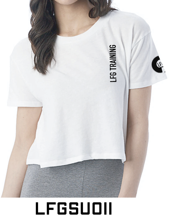 WHITE LFG TRAINING CROPPED TEE