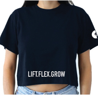 BLACK LIFT.FLEX.GROW CROPPED TEE