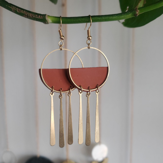 Small Fringe Hoops | Terracotta