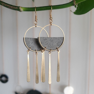 Small Fringe Hoops | Granite