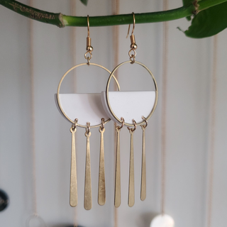 Small Fringe Hoops | White