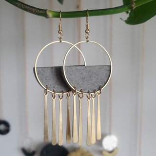 Large Fringe Hoops | Granite