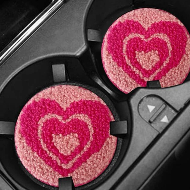 Pink heart pattern 1 pcs car roster Large Image