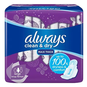 Always Clean & Dry Maxi 10 Pads Main Image