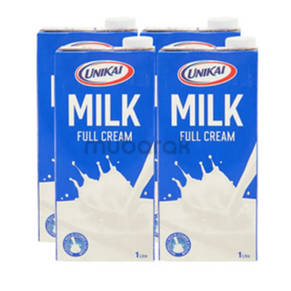 Unikai Long Life Full Cream Milk, 4 x 1 Ltr