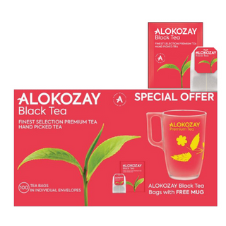 Alokozay Black Tea 100 Tea Bag With Mug