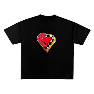 Squared heart Black Round Neck T-Shirts - Copy 1