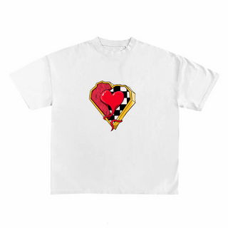 Squared heart White Round Neck T-Shirts