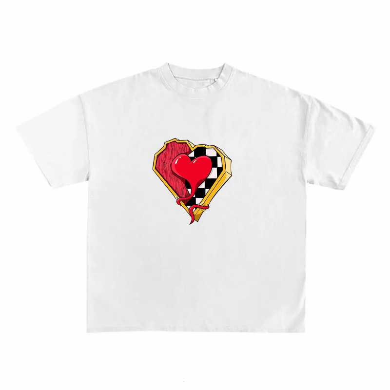 Squared heart White Round Neck T-Shirts Main Image