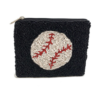 BLACK BASEBALL ⚾️ BEADED MONEY POUCH