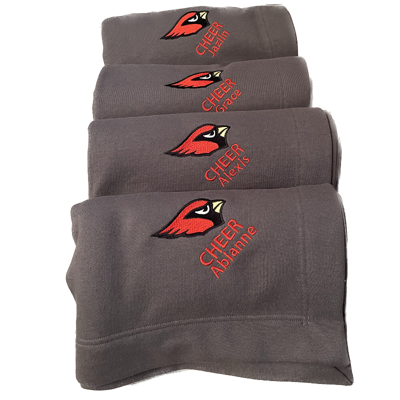 SWEATSHIRT BLANKET - CHARCOAL EMBROIDERED CARDINAL HEAD/NAME /  Main Image