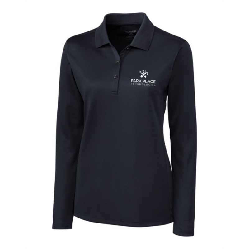 Clique Ice Pique Women's Long Sleeve Tech Polo, Dark Navy Main Image