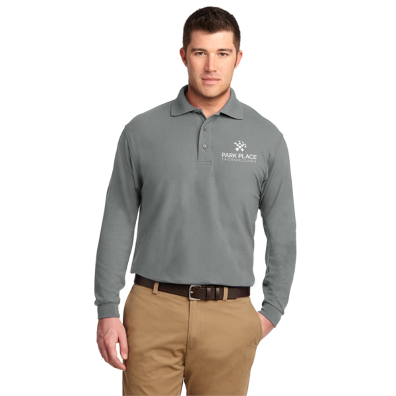 Port Authority Silk Touch Long Sleeve Polo, Cool Gray  |  K500LS Main Image