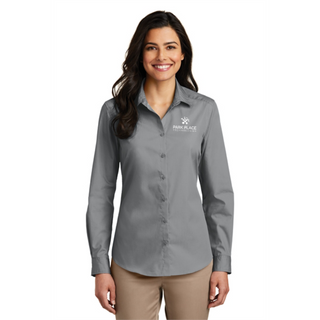 Port Authority Ladies Long Sleeve Carefree Poplin Shirt, Gusty Gray