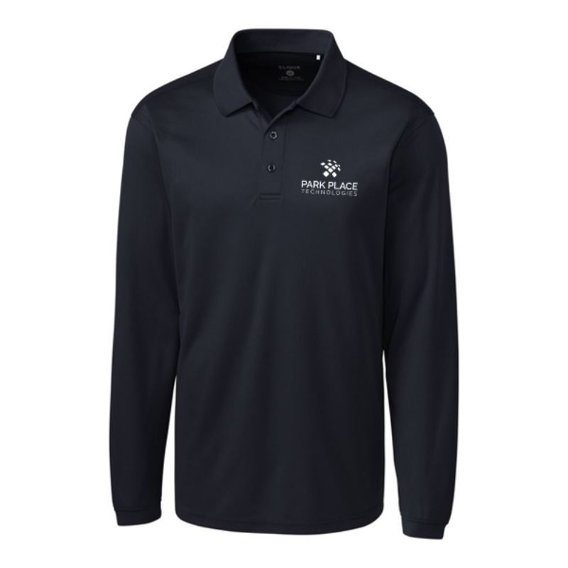 Clique Ice Pique Mens Long Sleeve Tech Polo, Dark Navy Main Image