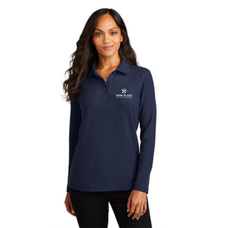 Port Authority Ladies Silk Touch Long Sleeve Polo, Navy