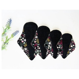 Black Thong Menstruating Pads, Reusable Cloth Pads