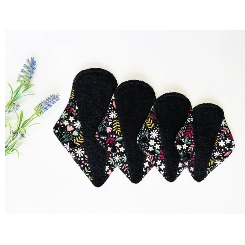 Black Thong Menstruating Pads, Reusable Cloth Pads Main Image