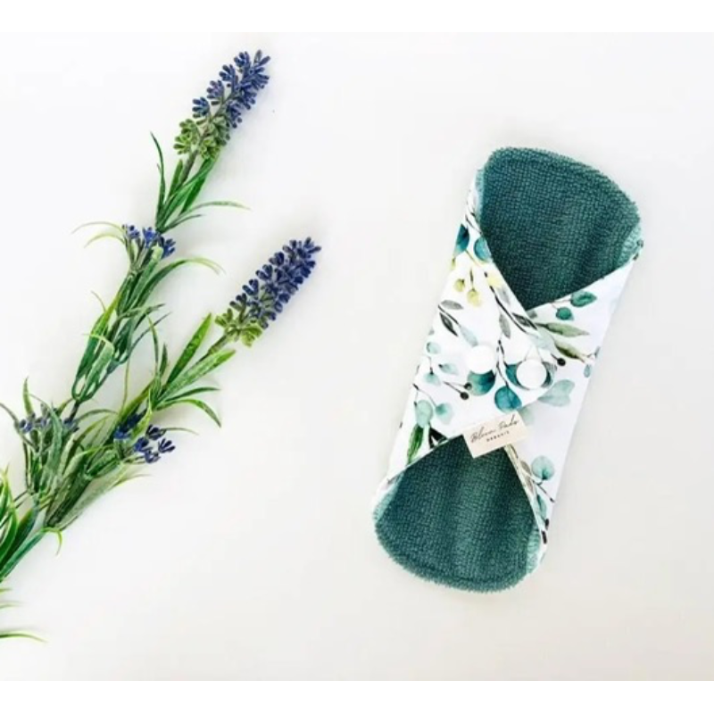 Sage green- Organic Bamboo Cloth Pads Set Of 3, Reusable Menstruating Pads, Panty Liners, Sanitary Pads Main Image