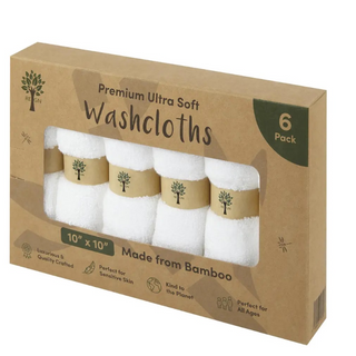 Organic Bamboo Face Cloths - 6 Pack 