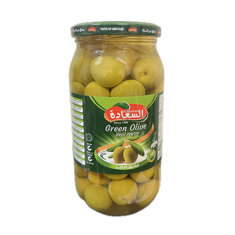 Al Saadah Green Olives Sliced 1000gx12 Glass Jar 