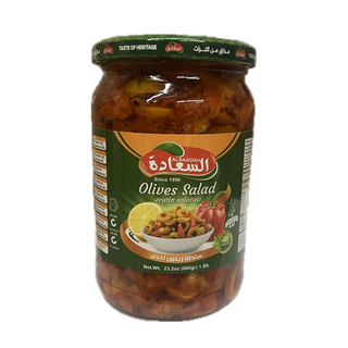 Al Saadah Green Olives Salad  660 x 12 Glass Jar 