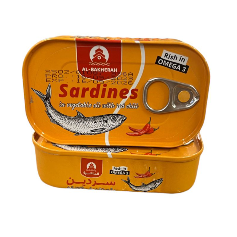 Albakherah Sardine on Vegetable oil with hot Chili 50 ceo x 125g  Main Image