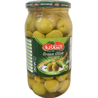 Al Saadah Green Olives Sliced 1300gx6 Glass Jar