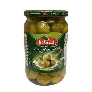 Al Saadah Green Olives Salkini  660 x 12 Glass Jar 