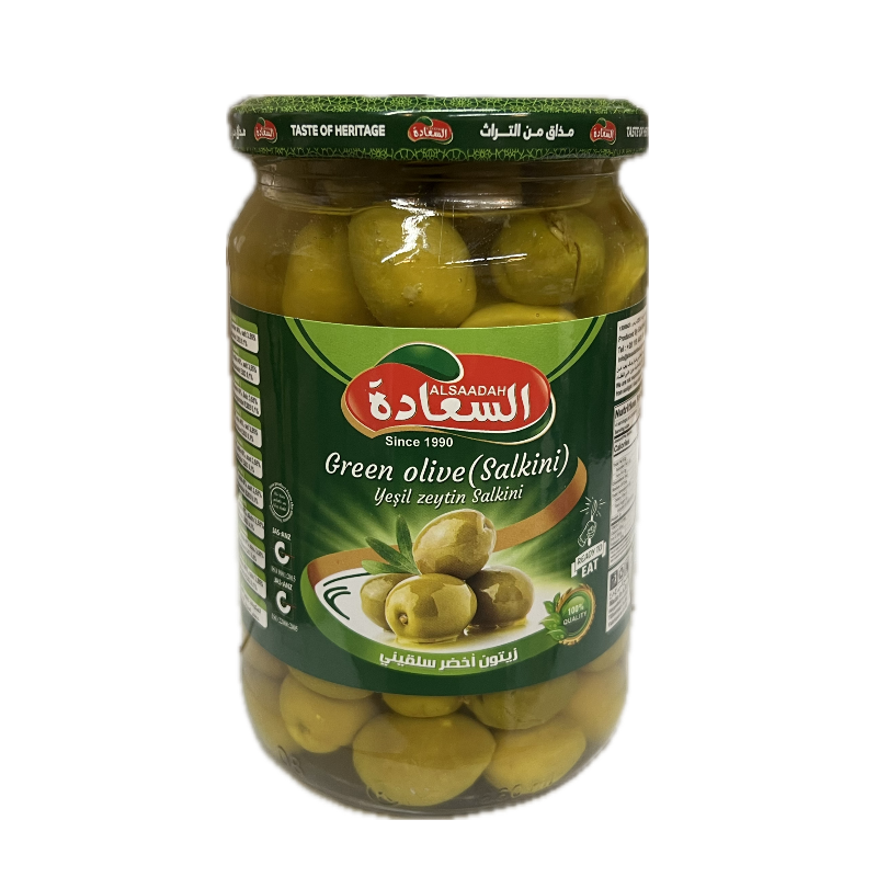 Al Saadah Green Olives Salkini  660 x 12 Glass Jar  Main Image