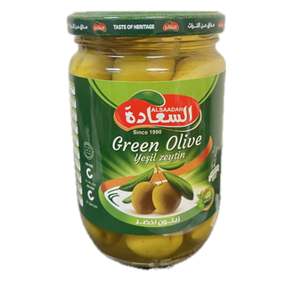 Al Saadah Green Olives Jumbo  660gx12 Glass Jar