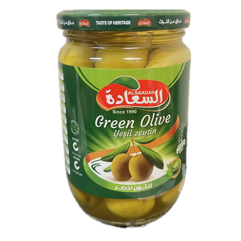 Al Saadah Green Olives Jumbo  660gx12 Glass Jar