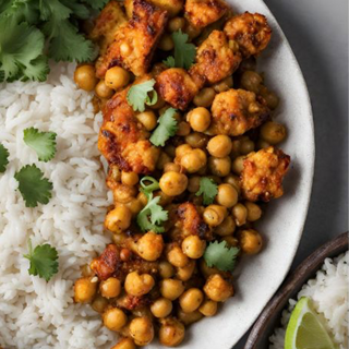 Tandoori vegetariano con coliflor, garbanzos y espinacas masala