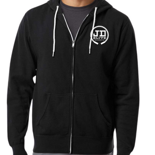 Lightweight Full-Zip Hooded Sweatshirt (Black)