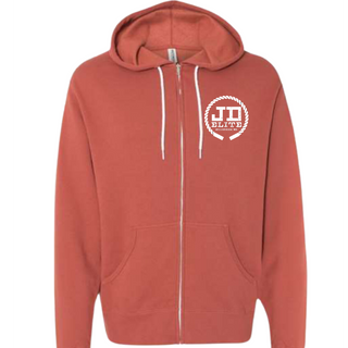 Lightweight Full-Zip Hooded Sweatshirt (Rust) - Thumbnail 2